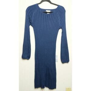 Max Studio Pleated Knit Dress Crewneck Long Sleeves M New